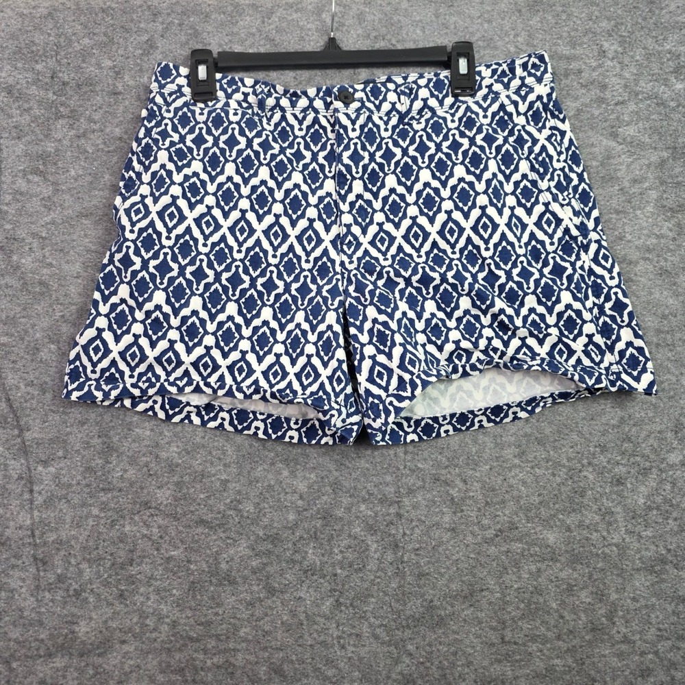 Banana Republic Womens Blue White Geometric Diamond Ikat Print Shorts Size 10
